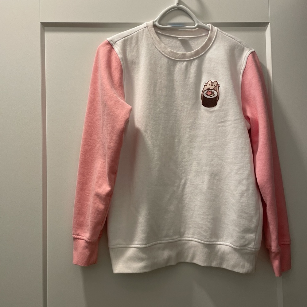 pusheen box pink and white sushi sweater XS